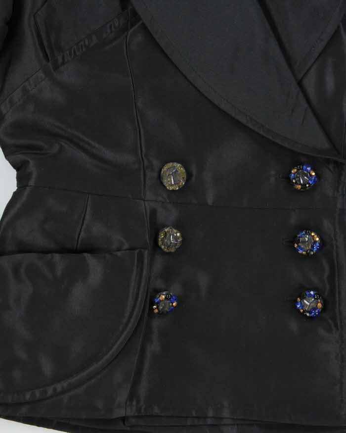 Vintage SS1997 Christian Lacroix Haute Couture Runway Women's Silk Blend Padded Embellished Double Breasted Blazer - S