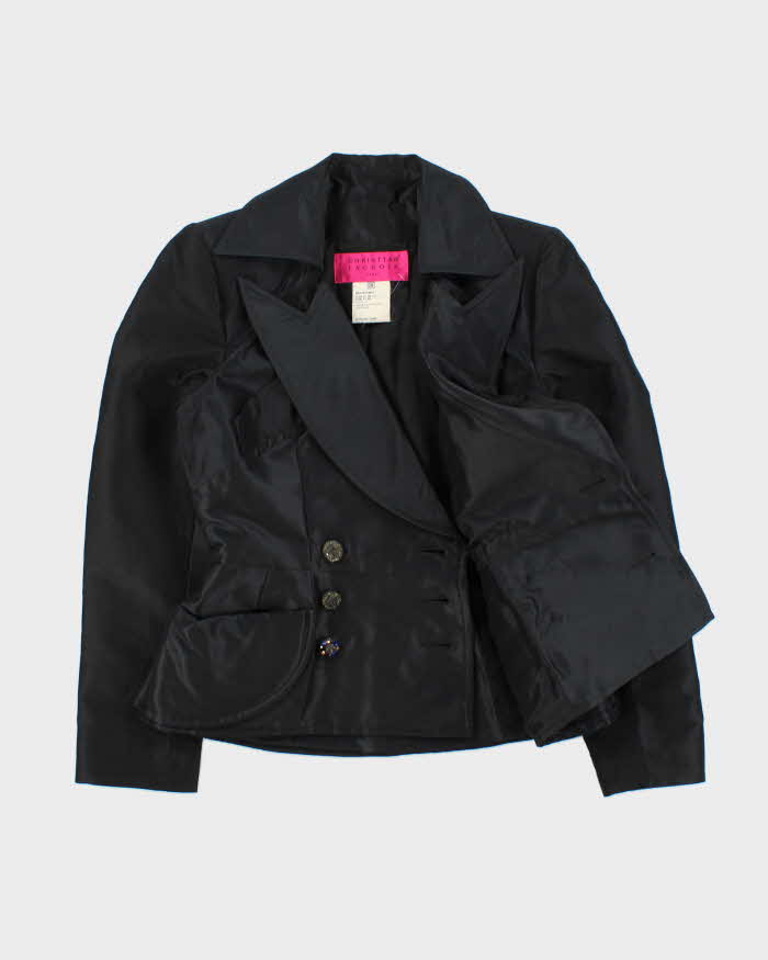 Vintage SS1997 Christian Lacroix Haute Couture Runway Women's Silk Blend Padded Embellished Double Breasted Blazer - S