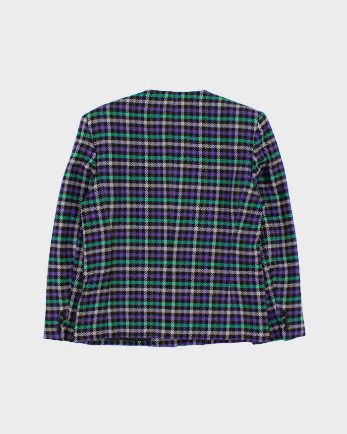 Vintage 1990s Jaeger Women's Wool Houndstooth Made In GB Blazer - S