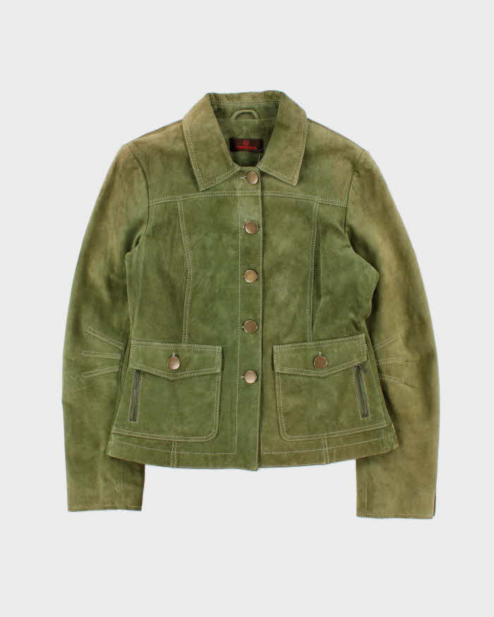 Vintage Y2K 00s Danier Women's Olive Green Suede Button Up Jacket - L