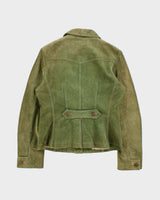 Vintage Y2K 00s Danier Women's Olive Green Suede Button Up Jacket - L