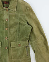 Vintage Y2K 00s Danier Women's Olive Green Suede Button Up Jacket - L