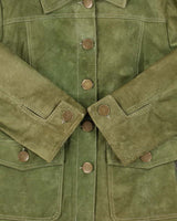Vintage Y2K 00s Danier Women's Olive Green Suede Button Up Jacket - L
