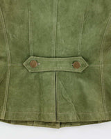 Vintage Y2K 00s Danier Women's Olive Green Suede Button Up Jacket - L
