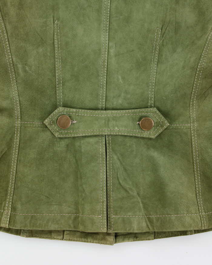 Vintage Y2K 00s Danier Women's Olive Green Suede Button Up Jacket - L