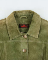 Vintage Y2K 00s Danier Women's Olive Green Suede Button Up Jacket - L