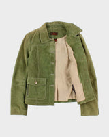 Vintage Y2K 00s Danier Women's Olive Green Suede Button Up Jacket - L