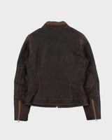 Vintage Y2K 00s Danier Women's Thinsulate Lined Leather Cafe Racer Moto Jacket - S