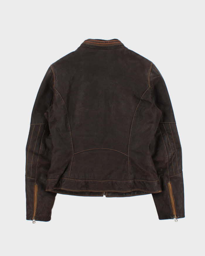 Vintage Y2K 00s Danier Women's Thinsulate Lined Leather Cafe Racer Moto Jacket - S