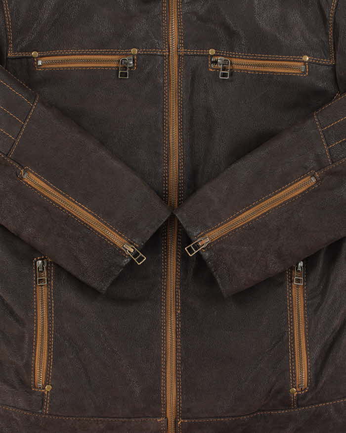 Vintage Y2K 00s Danier Women's Thinsulate Lined Leather Cafe Racer Moto Jacket - S
