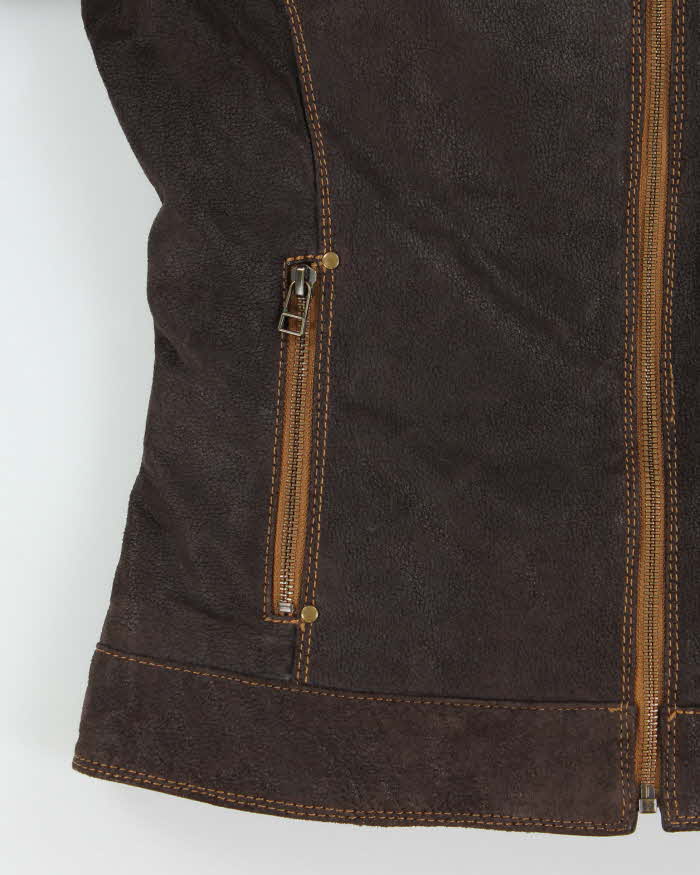 Vintage Y2K 00s Danier Women's Thinsulate Lined Leather Cafe Racer Moto Jacket - S