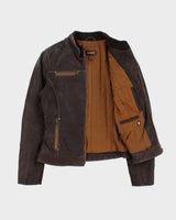 Vintage Y2K 00s Danier Women's Thinsulate Lined Leather Cafe Racer Moto Jacket - S