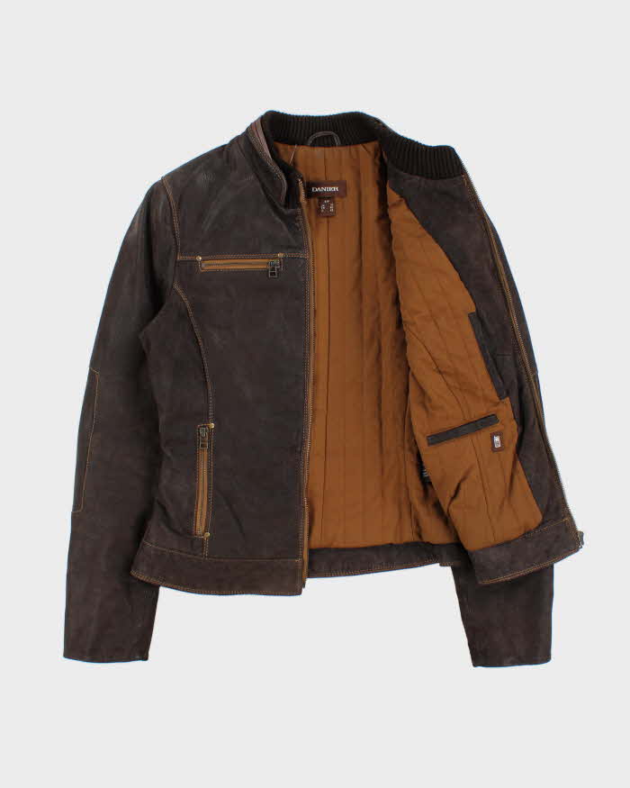 Vintage Y2K 00s Danier Women's Thinsulate Lined Leather Cafe Racer Moto Jacket - S
