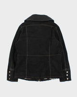 Vintage Y2K 00s Bernado B-Line Women's Contrast Stitch Suede Funnel-Neck Jacket - L