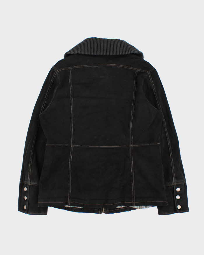 Vintage Y2K 00s Bernado B-Line Women's Contrast Stitch Suede Funnel-Neck Jacket - L