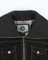 Vintage Y2K 00s Bernado B-Line Women's Contrast Stitch Suede Funnel-Neck Jacket - L