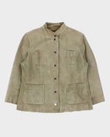 Vintage Y2K 00s Anne Klein Women's Olive Green Suede Snap Button Jacket - L