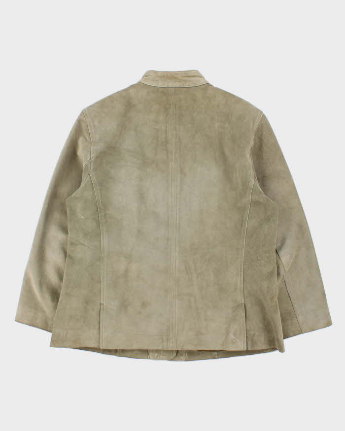 Vintage Y2K 00s Anne Klein Women's Olive Green Suede Snap Button Jacket - L