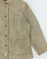 Vintage Y2K 00s Anne Klein Women's Olive Green Suede Snap Button Jacket - L