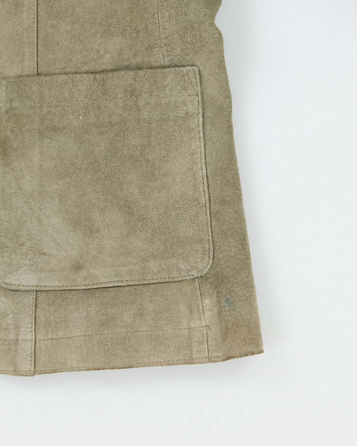 Vintage Y2K 00s Anne Klein Women's Olive Green Suede Snap Button Jacket - L