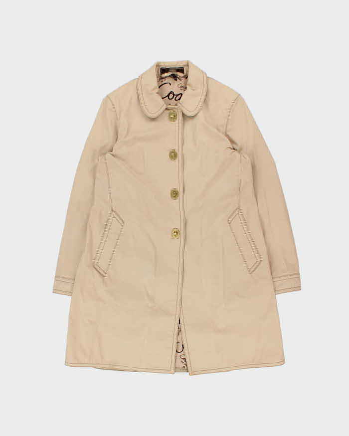 Vintage Y2K 00s Coach Women's Heavyweight Canvas Turn Lock Mid-Length Weatherproof Mac - M