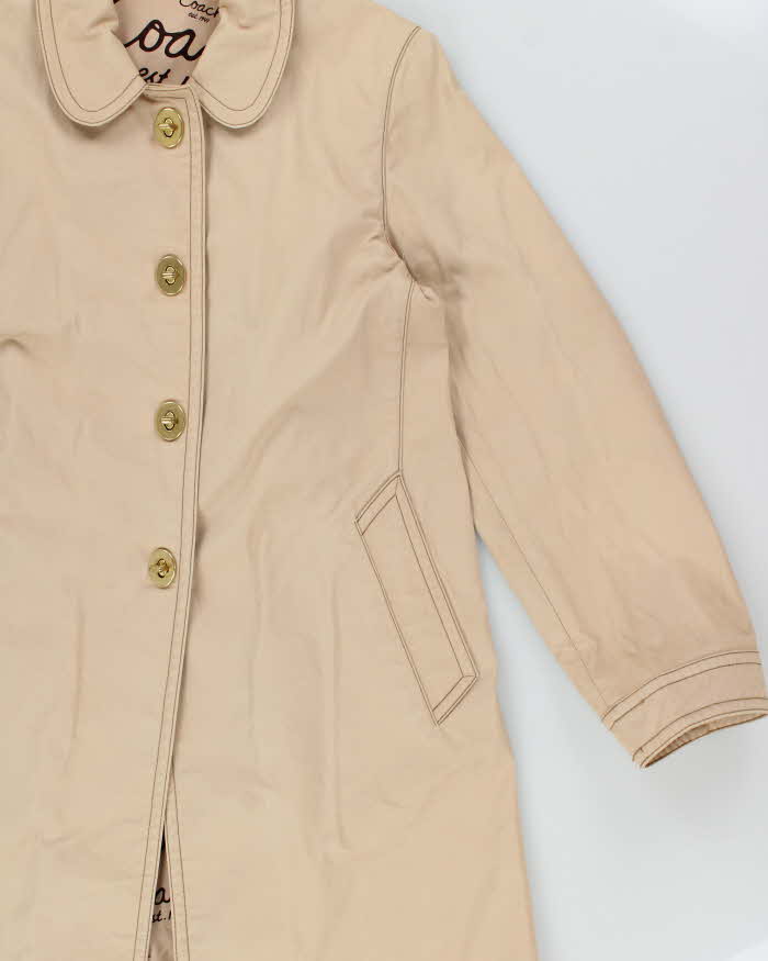 Vintage Y2K 00s Coach Women's Heavyweight Canvas Turn Lock Mid-Length Weatherproof Mac - M