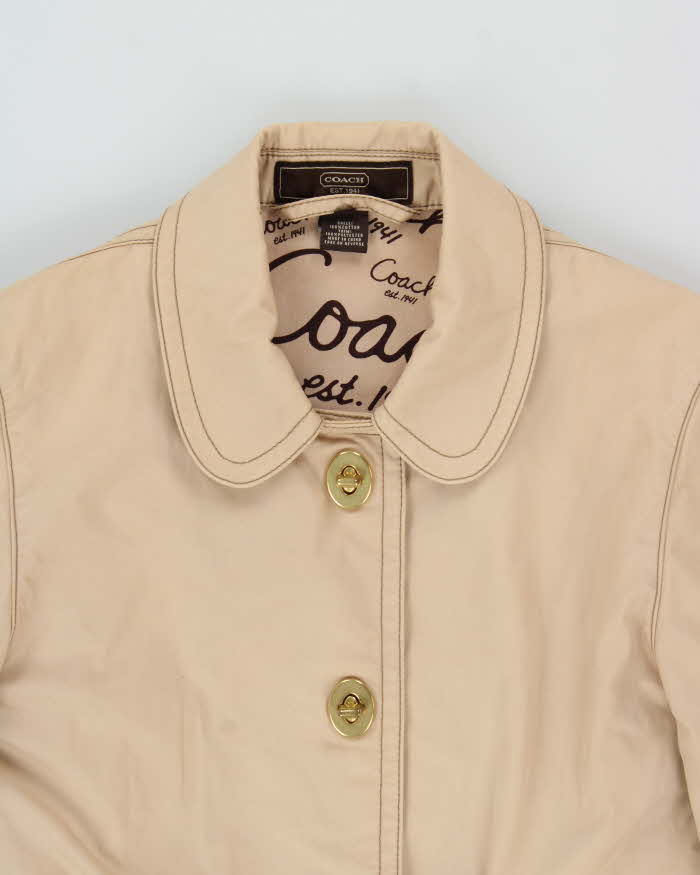 Vintage Y2K 00s Coach Women's Heavyweight Canvas Turn Lock Mid-Length Weatherproof Mac - M