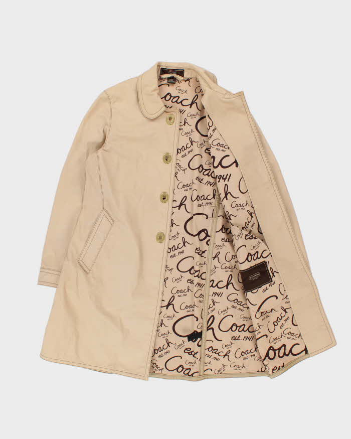 Vintage Y2K 00s Coach Women's Heavyweight Canvas Turn Lock Mid-Length Weatherproof Mac - M