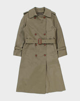 Vintage 1980s Lewis's Women's Khaki Insulated Weatherproof Double Breasted Trench Coat - S