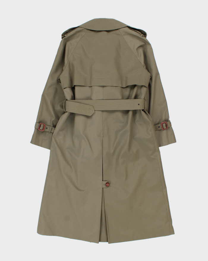 Vintage 1980s Lewis's Women's Khaki Insulated Weatherproof Double Breasted Trench Coat - S