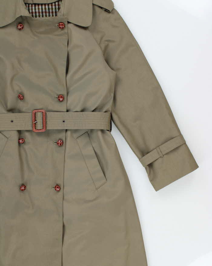 Vintage 1980s Lewis's Women's Khaki Insulated Weatherproof Double Breasted Trench Coat - S