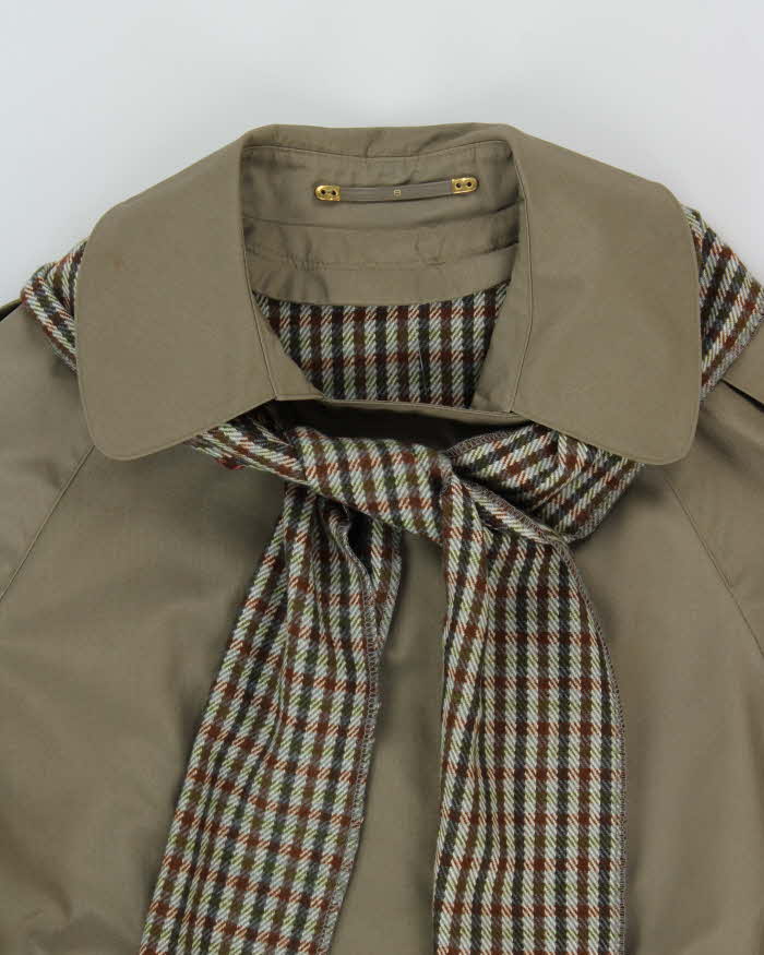 Vintage 1980s Lewis's Women's Khaki Insulated Weatherproof Double Breasted Trench Coat - S