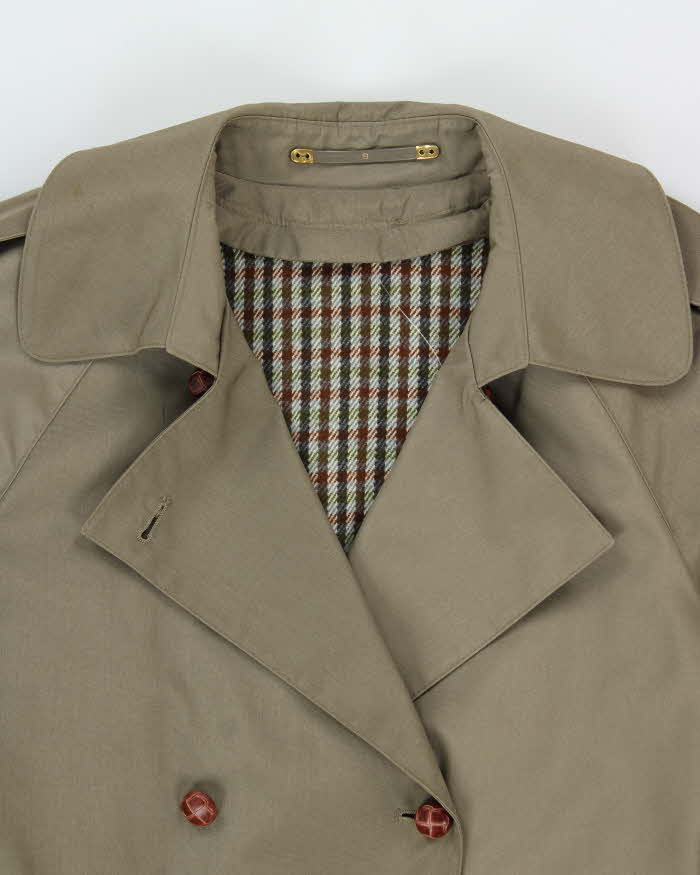 Vintage 1980s Lewis's Women's Khaki Insulated Weatherproof Double Breasted Trench Coat - S