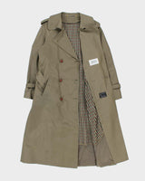 Vintage 1980s Lewis's Women's Khaki Insulated Weatherproof Double Breasted Trench Coat - S