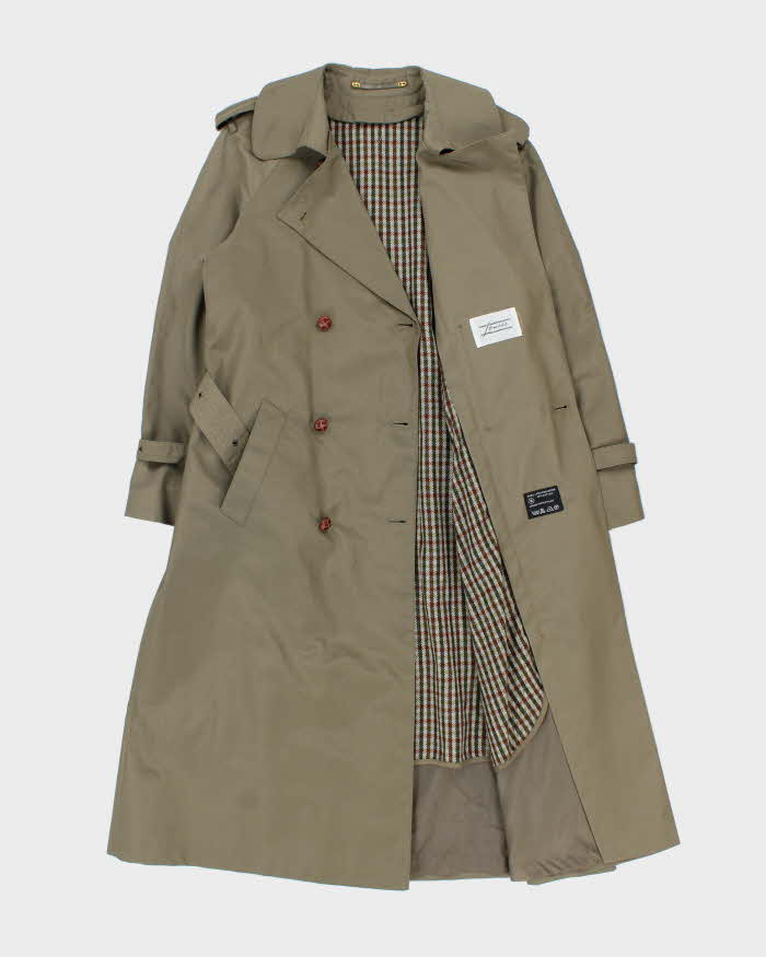 Vintage 1980s Lewis's Women's Khaki Insulated Weatherproof Double Breasted Trench Coat - S