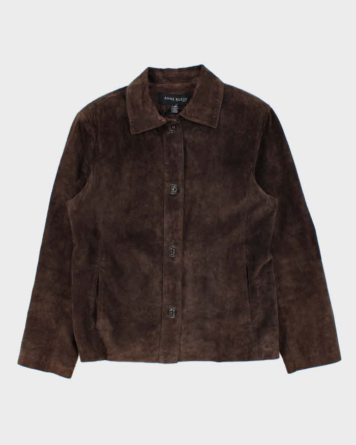 Vintage Y2K 00s Anne Klein Women's Clasp Closure Suede Jacket - M