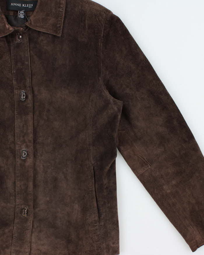 Vintage Y2K 00s Anne Klein Women's Clasp Closure Suede Jacket - M