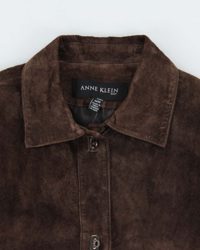 Vintage Y2K 00s Anne Klein Women's Clasp Closure Suede Jacket - M