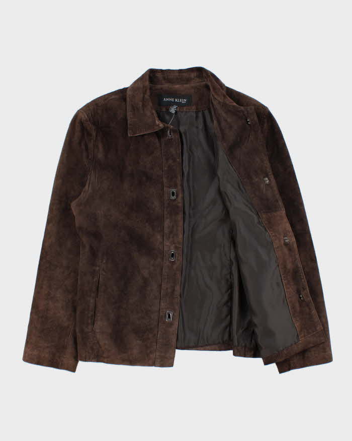 Vintage Y2K 00s Anne Klein Women's Clasp Closure Suede Jacket - M