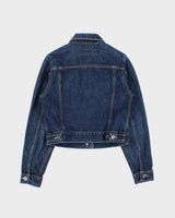 Vintage 1990s Silver Jeans Women's Dark Wash Cropped Denim Jacket - S