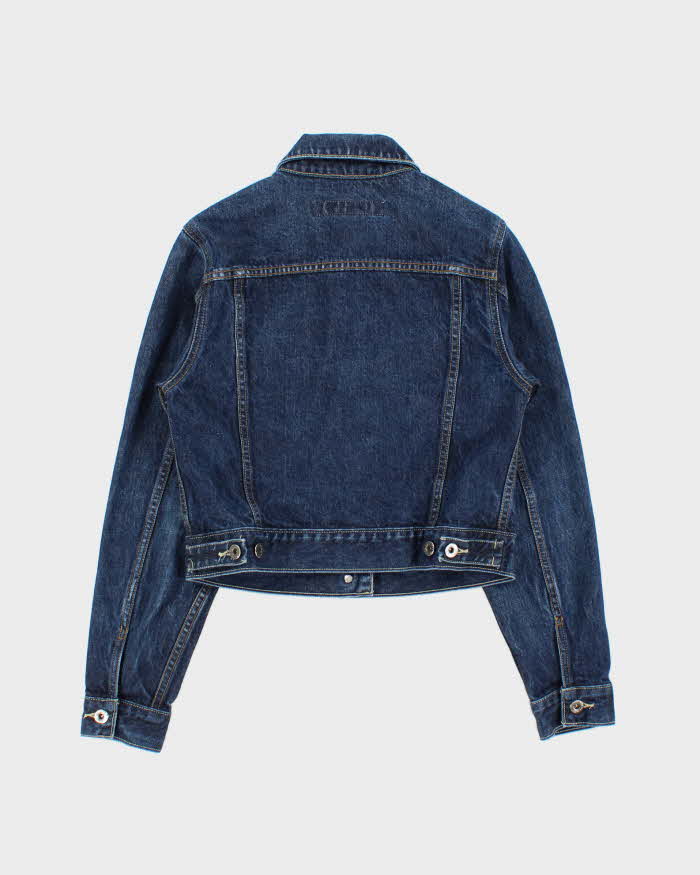 Vintage 1990s Silver Jeans Women's Dark Wash Cropped Denim Jacket - S