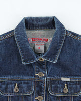 Vintage 1990s Silver Jeans Women's Dark Wash Cropped Denim Jacket - S