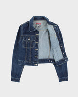 Vintage 1990s Silver Jeans Women's Dark Wash Cropped Denim Jacket - S