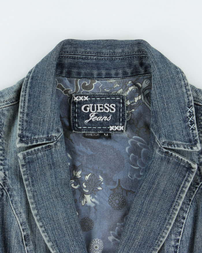 Vintage Y2K 00s Guess Jeans Women's Embroidered Embellished Denim Waistcoat Vest - M