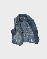 Vintage Y2K 00s Guess Jeans Women's Embroidered Embellished Denim Waistcoat Vest - M