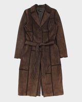 Vintage Y2K 00s Castro Concept Women's Long Suede Patchwork Tassel Belted Jacket - S
