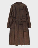 Vintage Y2K 00s Castro Concept Women's Long Suede Patchwork Tassel Belted Jacket - S