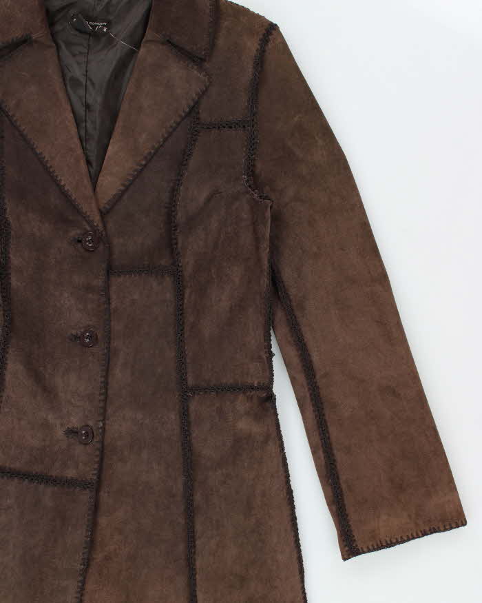 Vintage Y2K 00s Castro Concept Women's Long Suede Patchwork Tassel Belted Jacket - S
