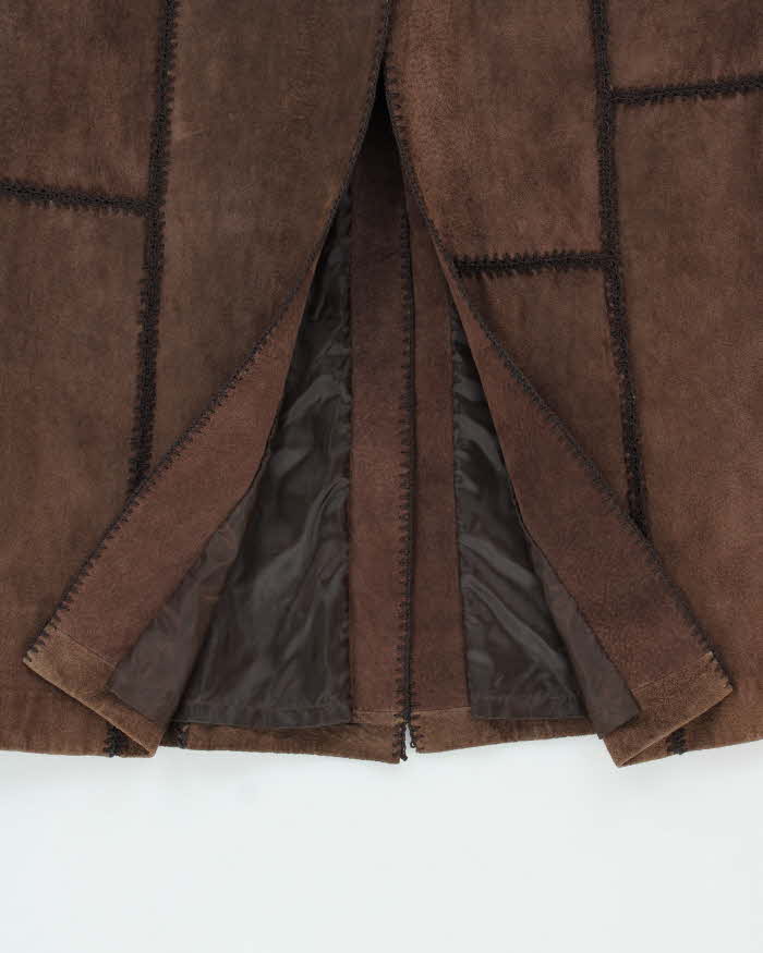 Vintage Y2K 00s Castro Concept Women's Long Suede Patchwork Tassel Belted Jacket - S