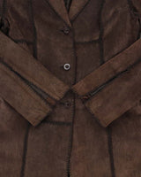 Vintage Y2K 00s Castro Concept Women's Long Suede Patchwork Tassel Belted Jacket - S